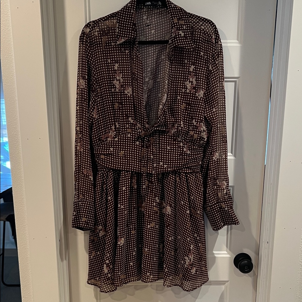 Zara Brown and Cream Dress